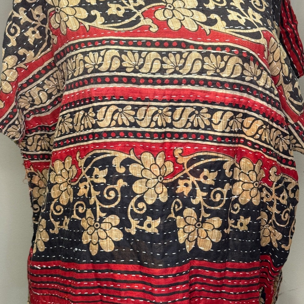 Kantha Tunic Top Reversible Boho Hippie Recycled Sari One Size Artsy Funky - Picture 4 of 8